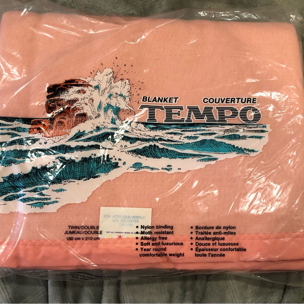 COPY - Vintage Tempo Blanket New in Pkg Twin Size 50% Acrylic 50% Polyester